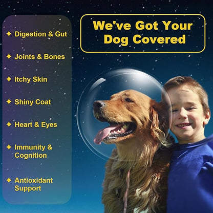 Dog Vitamins Powder, Dog Multivitamin with Probiotics, Glucosamine, Omega 3, Support Gut, Joint & Mobility, Itchy Skin & Coat, Minerals and Antioxidant for Immune Health, 84 Servings