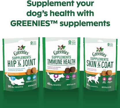 GREENIES Supplements Hip & Joint Supplements for Dogs With Glucosamine and Chondroitin, 30 Count Chicken-Flavor Soft Chews Dog Joint Supplements