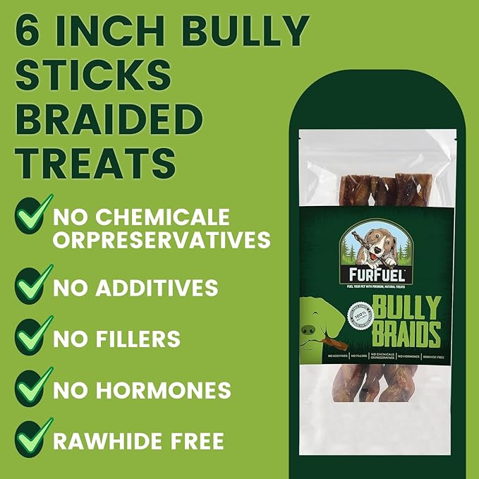 Braided Bully Sticks Variety Pack for Dogs - Suitable for Small, Medium, and Large Breeds – 3 Pack of 6-Inch Dog Bully Sticks - Low Odor, All-Natural Chew (6 Inch, 3 Count)