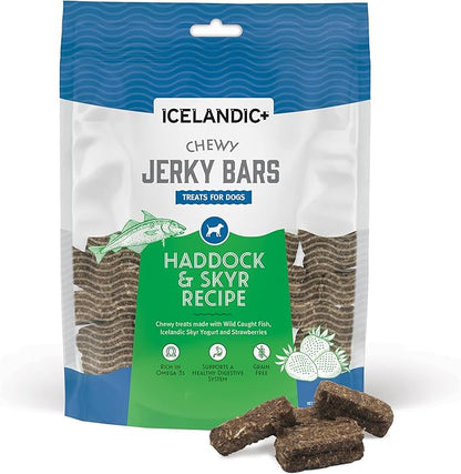 Icelandic+ Chewy Jerky Bars Haddock, Skyr, & Strawberries Dog Treat 2.5-oz Bag