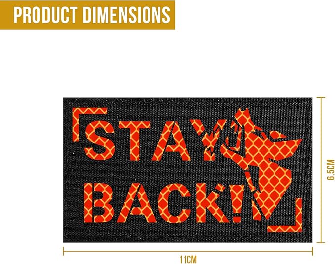OneTigris STAY BACK Reflective Dog Patches, BARKING DOBIE Patch for Hook and Loop Patches Vests and Harnesses
