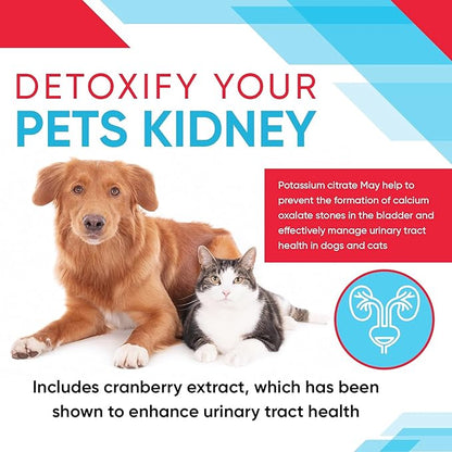 Potassium Citrate Plus Cranberry Granules 300gm for Cats and Dogs - Urinary Tract Support-Helps Deter Formation of Calcium Oxalate Stones - Deters Bladder & Kidney Stones (Made in U.S.A)