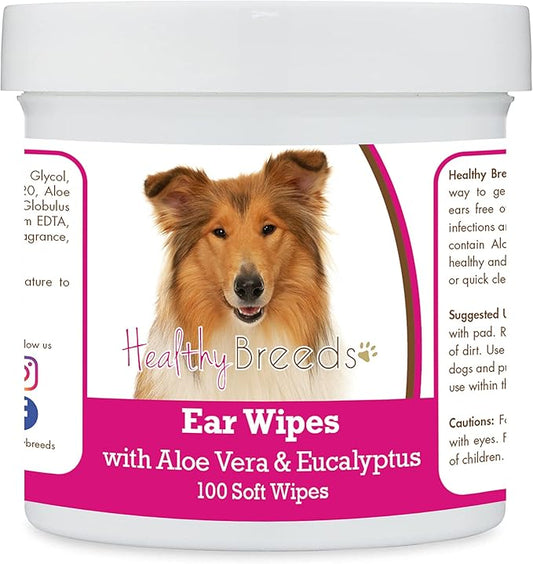 Healthy Breeds Collie Ear Cleaning Wipes with Aloe & Eucalyptus for Dogs 100 Count