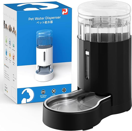 CZPET Dog Water Bowl Dispenser, 4L/1Gal/135Oz Stainless Steel Bowl, Automatic Gravity Cat Water Dispenser, Cat Water Bowl, Safe and Unplugged for Cat Dog