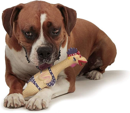 Outward Hound Squawkers Henrietta Latex Rubber Chicken Interactive Dog Toy, Large