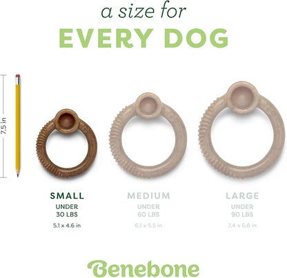 Benebone Ring Durable Dog Chew Toy for Aggressive Chewers, Real Bacon, Made in USA, Small