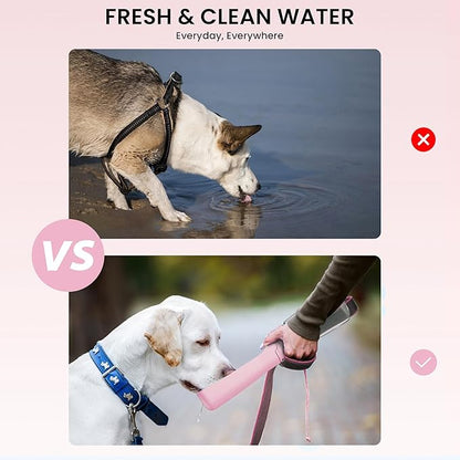 Portable Dog Water Bottle Dispenser [Leak Proof & Foldable] Dog Travel Water Bottle Bowl Accessories for Small Medium Large Dogs Pet Water Bottles for Dogs Walking Outdoor Hiking Travel 19OZ