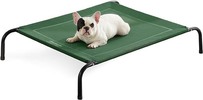 Bedsure Medium Elevated Cooling Outdoor Dog Bed - Raised Dog Cots Beds for Medium Dogs, Portable Indoor & Outdoor Pet Hammock Bed with Skid-Resistant Feet, Frame with Breathable Mesh, Green, 43 inches