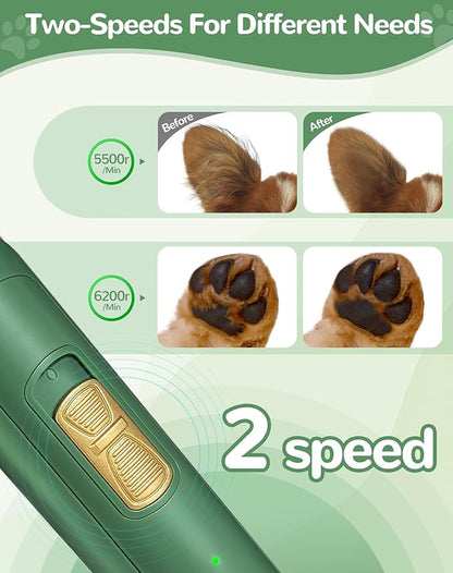 Dog Paw Trimmer with LED Light, 2 Speed Dog Clippers for Grooming Small Dogs, Rechargeable Low Noise Pet Shaver for Trimming Dogs Cats Hair Around Paws, Eyes, Ears, Face, Rump
