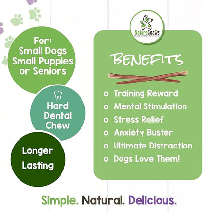 Nature Gnaws Super Skinny Bully Sticks for Small Dogs - Premium Natural Beef Dental Bones - Tasty Thin Dog Chew Treats for Toy Breeds & Puppies - Rawhide Free 40 Count (Pack of 1)