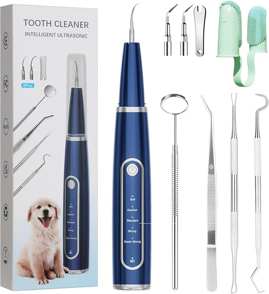 Ultimate Dog Teeth Cleaning Kit with Ultrasonic Teeth Cleaner, Plaque and Tartar Remover for Dog,Dog Dental Kit with Fingerbrush