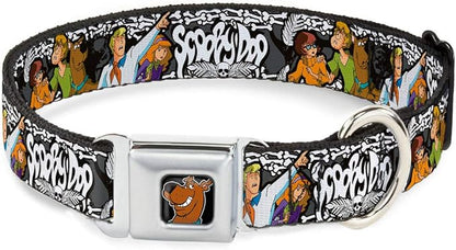 Buckle-Down Seatbelt Buckle Dog Collar - SCOOBY DOO Group Pose/Bones - 1.5" Wide - Fits 13-18" Neck - Small