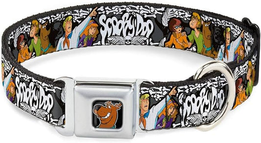 Buckle-Down Seatbelt Buckle Dog Collar - SCOOBY DOO Group Pose/Bones - 1" Wide - Fits 15-26" Neck - Large