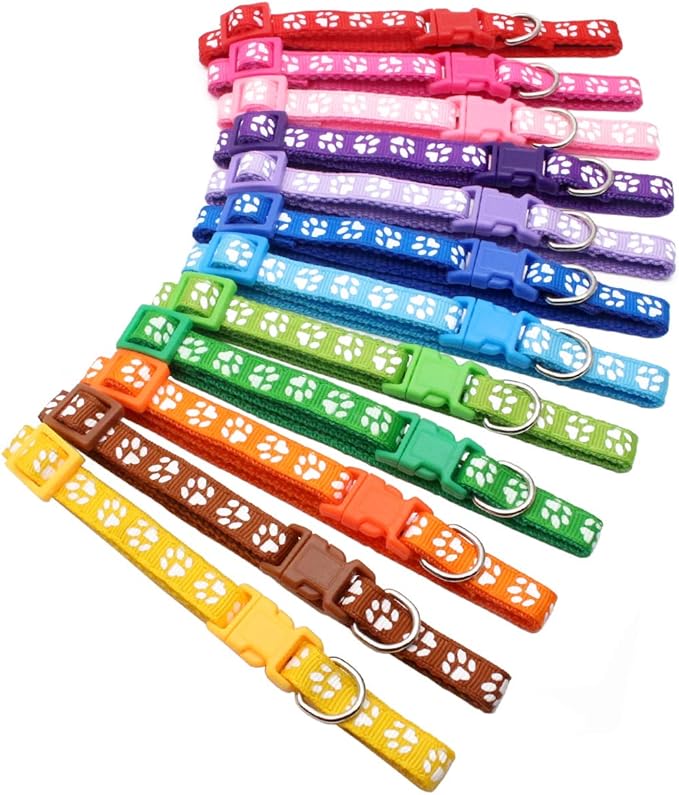 YOY 12 pcs/Set Soft Nylon Puppy Whelping ID Collars - Adjustable Reusable Washable Baby Dog ID Bands Pet Identification for Breeders, Neck 8" - 13"