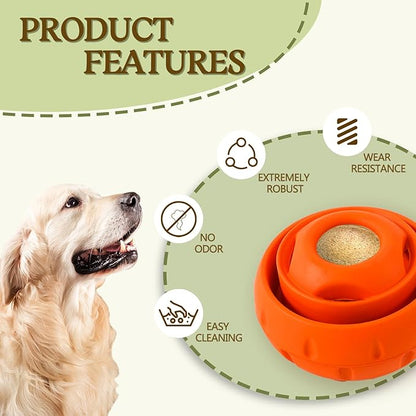 Freezable Fillable Dog Toys: Long-Lasting Rubber Dog Chew Toy with Silicone Treat Tray, Distracts Your Pup from Boredom, Reusable & Dishwasher Safe, for Large Dogs 25lbs+, Orange