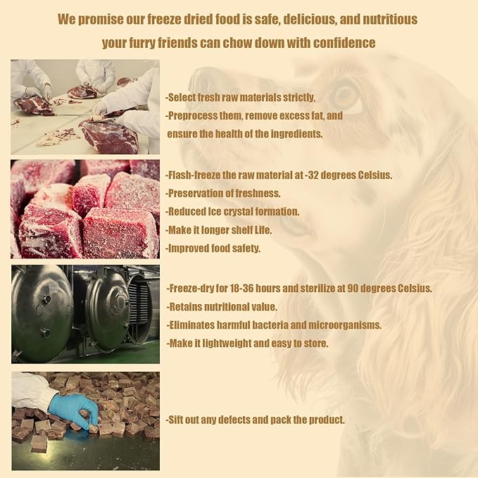 Freeze Dried Dog Treats - 100% Beef Grain Free - Natural balanced Single Ingredient Raw Dog Snacks - Dry Dog Food Topper 120g/4.23oz