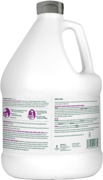 Vet’s Best Flea & Tick Home Spray Refill for Cats – Cotton Spice Scent Cat Flea & Tick Aid – Made in The USA – Flea & Tick Gentle Mist for Cats – 96oz