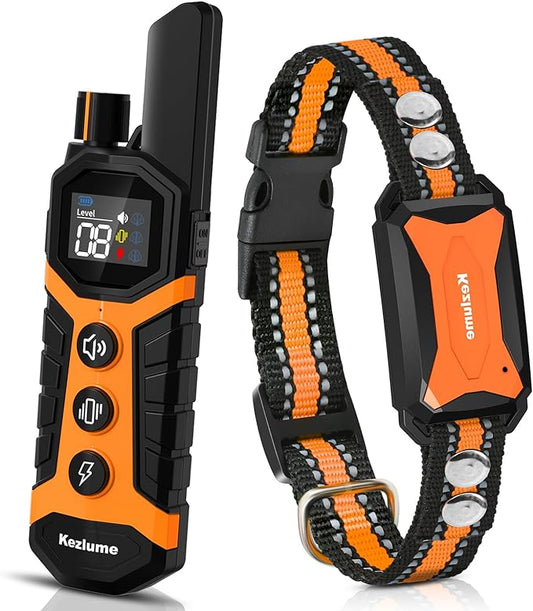 Dog Shock Collar - 4000Ft Waterproof Dog Training Collar with Remote for 5-120lbs Small Medium Large Dogs, 3 Channels, Rechargeable E Collars with Beep Vibration Safe Shock Modes (Orange)