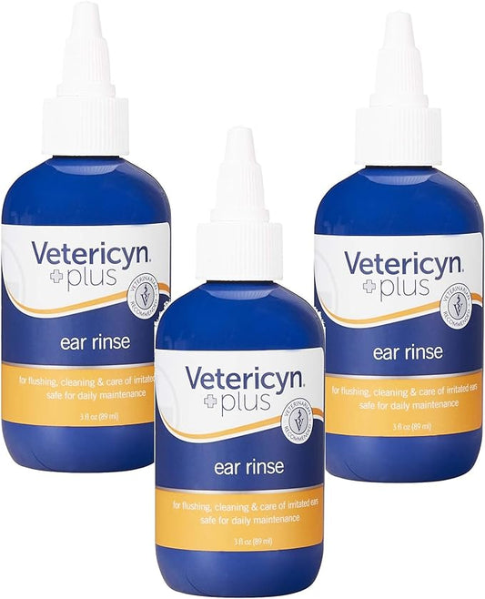 Vetericyn Plus Ear Rinse, 3 Pack of 3 Ounces each, All Animal Daily Ear Care