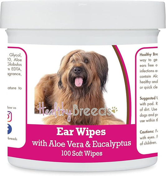 Healthy Breeds Briard Ear Cleaning Wipes with Aloe & Eucalyptus for Dogs 100 Count