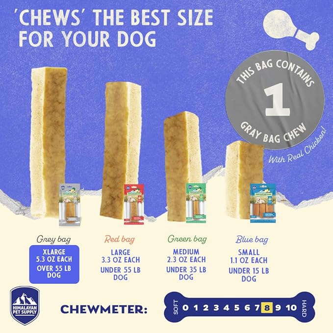 Himalayan Dog Chew Original Yak Cheese Dog Chews, 100% Natural, Long Lasting, Gluten Free, Healthy & Safe Dog Treats, Lactose & Grain Free, Protein Rich, Large, Dogs 65 Lbs & Smaller