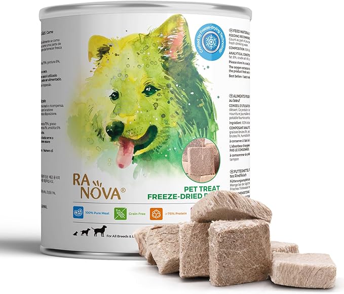 Freeze Dried Dog Treats - 100% Beef Grain Free - Natural balanced Single Ingredient Raw Dog Snacks - Dry Dog Food Topper 120g/4.23oz
