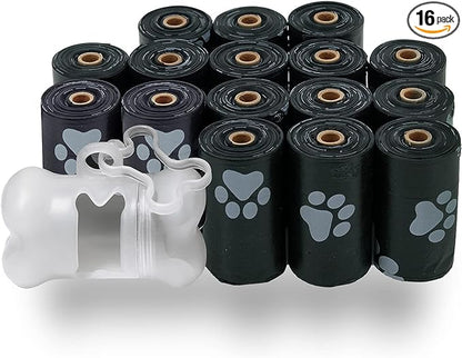 Best Pet Supplies Dog Poop Bags (240 Bags) for Waste Refuse Cleanup, Doggy Roll Replacements for Outdoor Puppy Walking and Travel, Leak Proof and Tear Resistant, Thick Plastic - Black