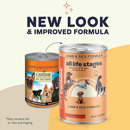 Canidae All Life Stages Premium Wet Dog Food for All Breeds, All Ages, Lamb & Rice Recipe, 13 oz. (Case of 12)