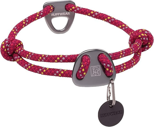 Ruffwear, Knot-a-Collar Dog Collar, Climbing Rope Collar for Everyday Use, Hibiscus Pink, 14"-20"