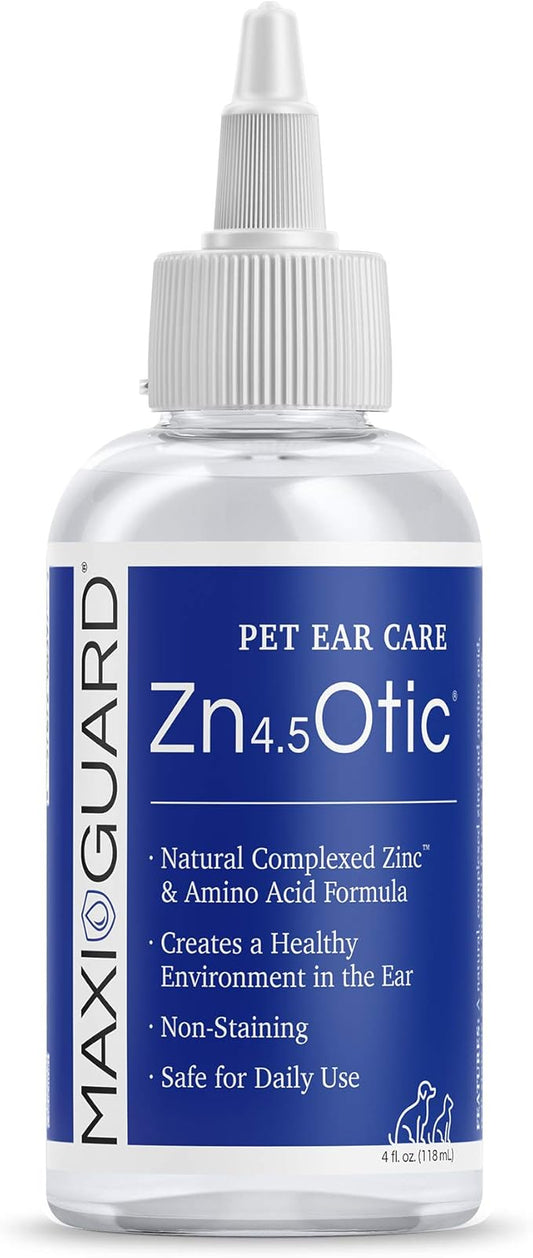 Maxi-Guard Pet Ear Care Zn4.5 Otic for Dogs, Cats, Exotics and Companion Animals (4oz), Blue/White