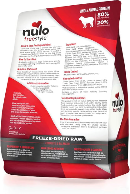 Nulo Freestyle Freeze-Dried Raw, Ultra-Rich Grain-Free Dry Dog Food for All Breeds and Life Stages with BC30 Probiotic for Digestive and Immune Health