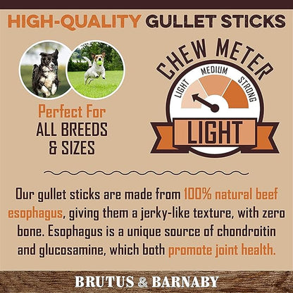 Beef Jerky For Dogs, All Natural Single Ingredient Beef Esophagus Chews, Healthy Beef Flat Gullet Strips, Naturally Occurring Glucosamine & Chondroitin Helps Joint Function, Great For Any Dog Size
