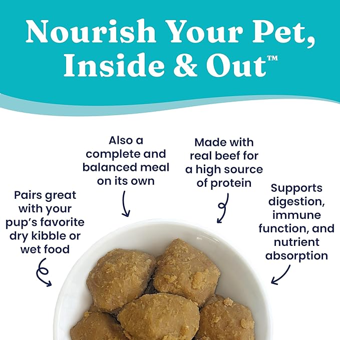 Solid Gold Food Toppers for Picky Dogs - Real Beef Meatball Topper - 3 Pack Healthy Dog Treats - High Protein Soft Dog Treats to Serve w/Dry Dog Food or Wet Dog Food or as Dog Snacks