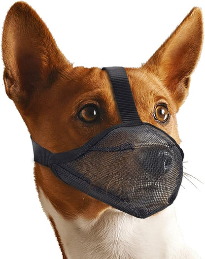 Dog Muzzle for Small Dogs Biting Grooming Vet Visiting, Air Mesh Soft Dog Mouth Guard, Full-covered with Adjustable Strap Allow Drinking Breathable Basket Muzzle (Black, S)