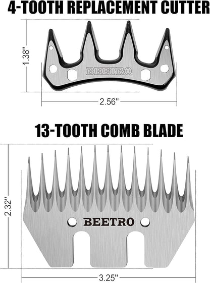 BEETRO 500W, Electric Professional Sheep Shears, Animal Grooming Clippers for Sheep Alpacas Goats and More, 6 Speeds Heavy Duty Farm Livestock Haircut, with an Extra Set of Shearing Blades