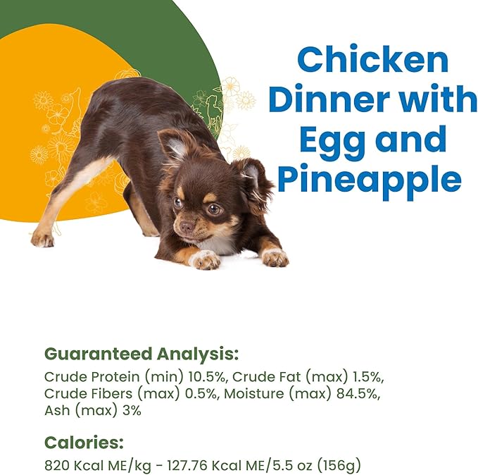 Almo Nature HQS Complete Chicken Dinner with Pineapple & Egg In Gravy, Grain Free, Adult Dog Canned Wet Food, Shredded.