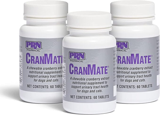 PRN Pharmacal CranMate Cranberry Supplement - Chewable Cranberry Extract Nutritional Supplements for Dogs & Cats - Cranberry Urinary Tract Health - 60 Chew Tabs (3 Pack)