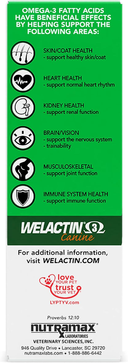 Nutramax Welactin Omega-3 Fish Oil Skin and Coat Health Supplement Liquid for Dogs - 16 Ounce