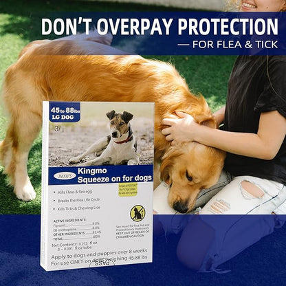 Flea and Tick Prevention for Dogs, Dogs Flea & Tick Treatment with Fipronil, Long-Lasting & Fast-Acting Topical Flea & Tick Control Drops (3 Doses, 45-88lbs)