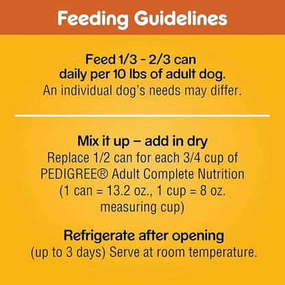PEDIGREE CHOPPED GROUND DINNER Adult Canned Soft Wet Dog Food with Chicken, 13.2 oz. Cans (Pack of 12)