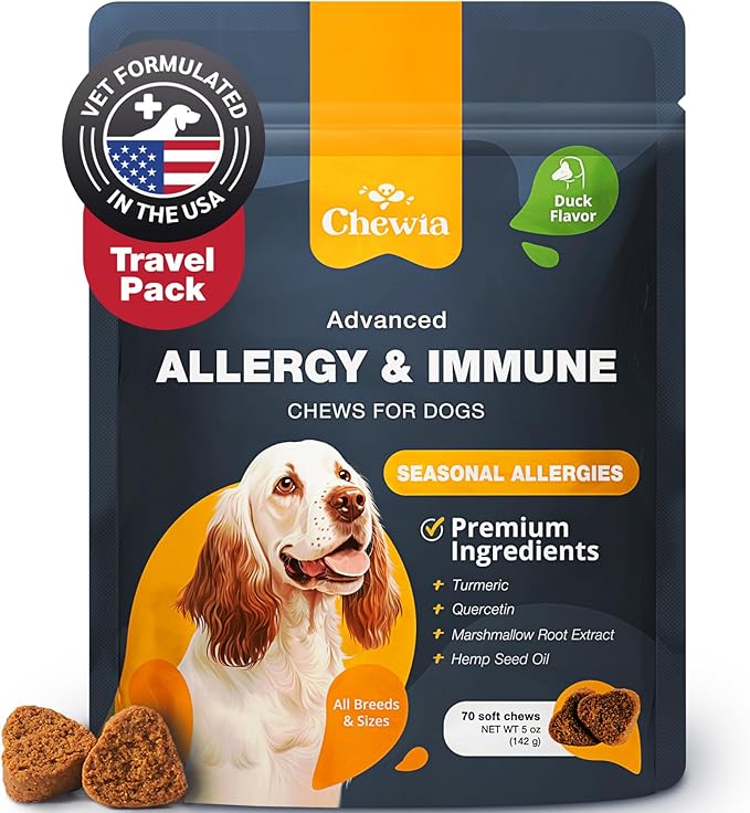 Dog Allergy Relief Chews - Itch Relief for Dogs - Dog Allergy Chews - US Formulated Dog Itching Skin Relief with Salmon Oil - Anti Itch, Immune Health, Seasonal Allergies & Hot Spots Support Treats
