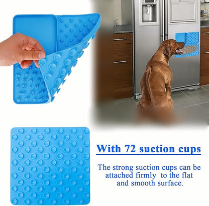 3 in 1 Lick Mat for Dogs/Cats, Dogs/Cats Lick Mat, Dogs/Cats Food Mat, Premium Lick Mats with Suction Cups, Slow Down The Pet's Eating Speed to Help Digestion(Blue)