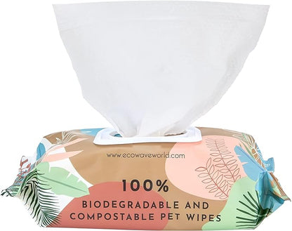 Dog Wipes, 100% Compostable Dog & Cat Grooming and Cleansing Wipes, 400 Wipes