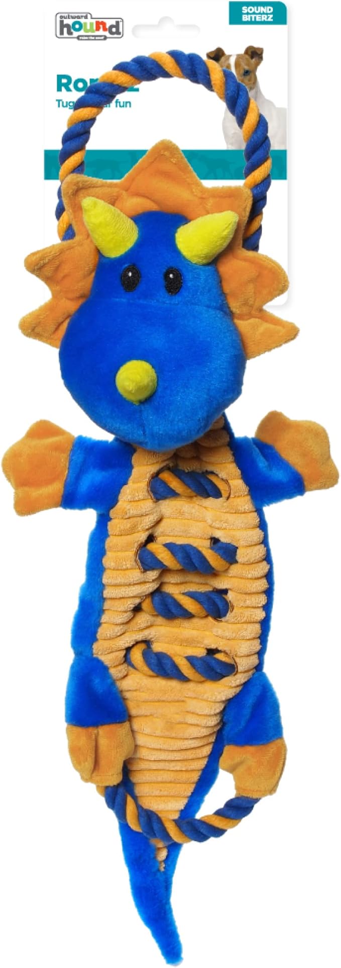 Outward Hound Ropes-A-Go-Go Dragon Interactive Plush Squeaky Dog Tug Toy