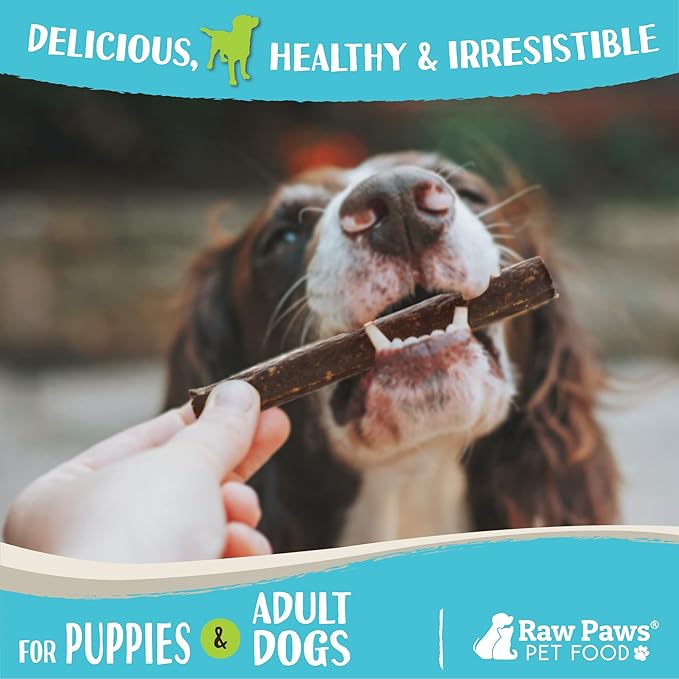 Raw Paws Wild-Caught Venison Treats for Dogs, 6-oz - Packed in USA - Real Meat Venison Jerky Dog Treats Free-Range Venison Dog Jerky Treats - All-Natural, Grain, Corn & Soy Free Venison Dog Treats