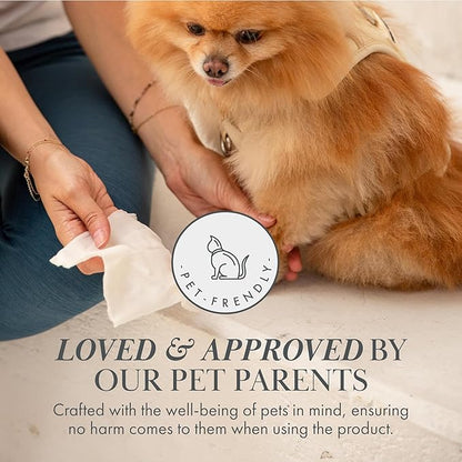 Premium Dog Wipes Cleaning Wipes for Dogs Cat Wipes Pet Wipes Biodegradable Non-Scented Non Alcohol Wipes w/Aloe Vera Plant Puppy Wipes Dog Paw Wipes Dog Face Wipes Great for Puppy Pads