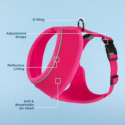 Aerolite No Pull Mesh Dog Harness with Lightweight, Soft, Breathable Chest Coverage, Reflective Stitching, and Adjustable Straps for Walking, Running, Training, Heavy Duty and Durable - Fuchsia, S