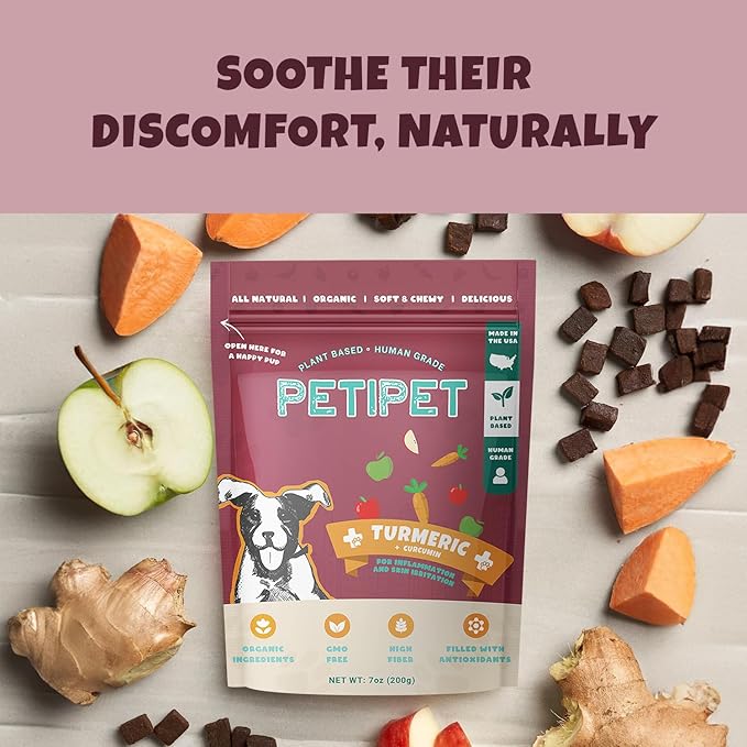 Turmeric + Curcumin - Natural, Human-Grade Allergy Relief Chews, Hip and Joint Supplement, and Anti-Inflammatory for Dogs