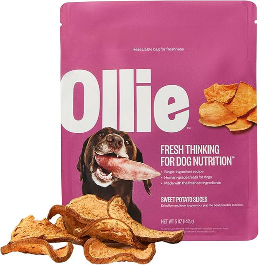 Ollie Sweet Potato Jerky Slices Recipe Dog Treats - Dog Jerky Treats All Natural - Vegan - Healthy Dog Treats - Sweet Potato Jerky for Dogs - Dog Treats 5 Oz.
