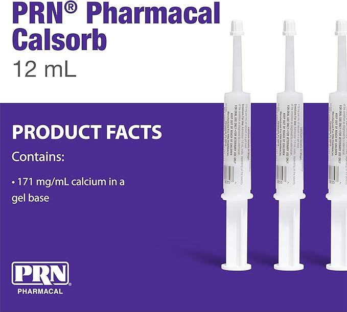 PRN Pharmacal Calsorb - Calcium Nutritional Supplement to Help Maintain Healthy Calcium Levels in Dogs - Gel-Based Dog Nutritional Supplement in an Easy-to-Use Syringe - 12 mL Syringe (3 Packs)